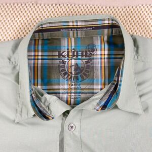 Kuhl Eluxor Mens Large Sage Green Micro Check Short Sleeve Hiking Button Shirt